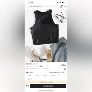 SHEIN Pleather XS Black cut out Top